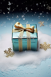 做的背景图片_用雪做的圣诞礼物盒