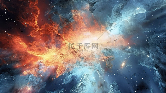 河背景图片_迷人的宇宙催眠星云和星系团的 3D 渲染