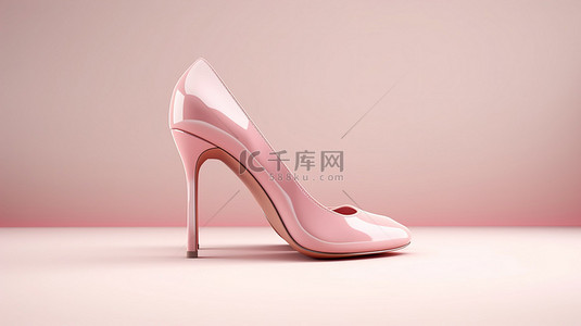 高端女鞋背景图片_精致浅粉色高跟鞋的 3D 渲染