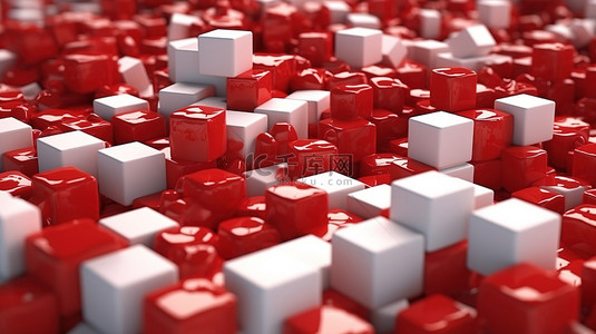目标背景图片_极端特写 3D 渲染中带有红色目标立方体的白色空白立方体堆