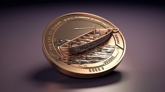 3D 奖牌硬币上的标志性船