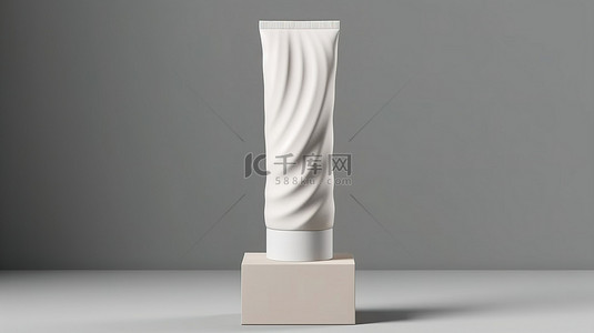 凝胶或乳液化妆品管样机的高架 3D 渲染完美美容产品包装