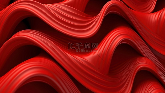 纹理卷发背景的红色 3D 插图渲染