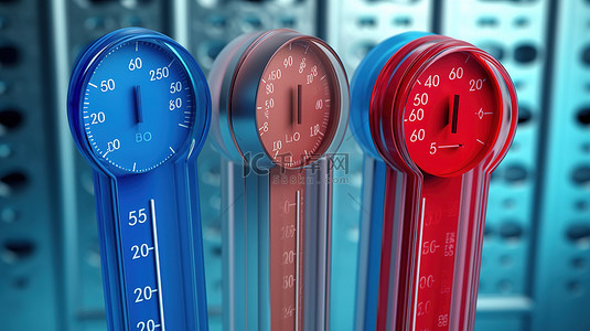 温度骤降背景图片_对比色恒温器在充满活力的背景下设置，在所有气候下保持一致的室内温度 3D 插图全景