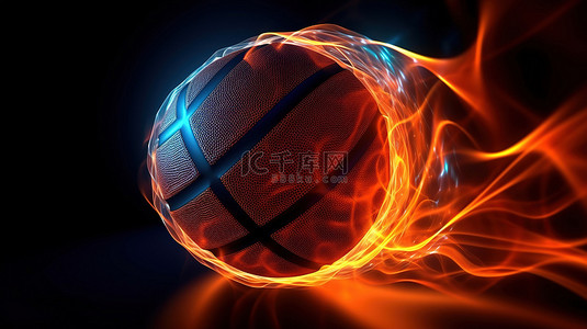 篮球和电磁波的 3D 渲染