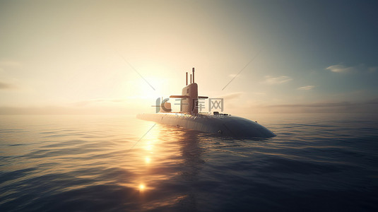 海洋军舰背景图片_军事攻击行动训练 3d 在海洋表面渲染潜艇