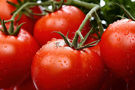 食物红色背景图片_花园里有许多红色的番茄植物