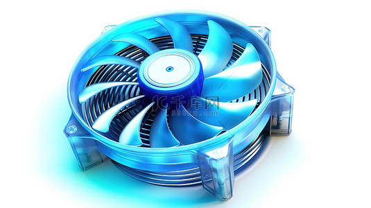 机箱背景图片_白色背景上电脑风扇冷却器的 3d 插图