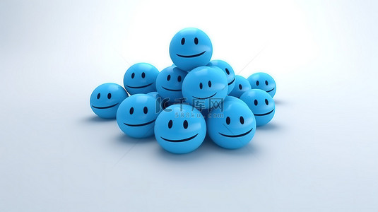 思想落后背景图片_蓝色笑脸的 3D 渲染，带有代表积极思维和幸福生活心态的加号