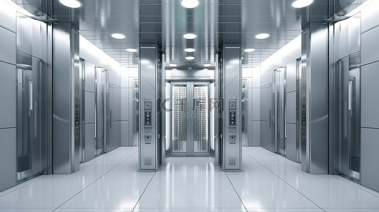 电梯背景图片_办公楼金属门电梯或电梯极端特写的 3D 渲染