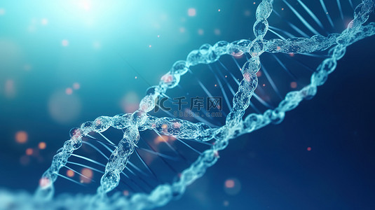 细胞背景图片_遗传生物技术 3D 渲染浅水背景上的 DNA 分子结构与复制空间