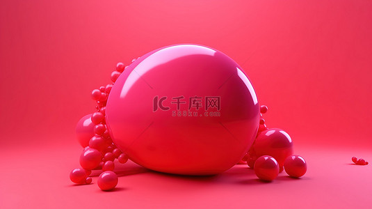 新媒体技术与应用背景图片_3D 呈现极简主义红色聊天气泡，粉红色背景代表社交媒体消息