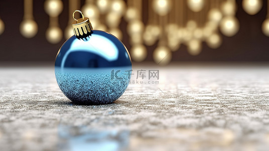 圣诞节或新年假期背景的节日蓝色小玩意的 3D 渲染