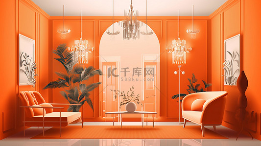 室内装饰空间橘色