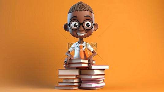 人物看书背景图片_文学爱好者非洲青年抓书的 3D 渲染