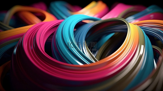 螺旋形线条背景图片_在旋转螺旋运​​动 3d 渲染中设计带有彩色线条的时尚和创意抽象背景
