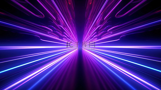 霓虹灯舞台背景图片_通过紫外线照明和 3D 设计增强的霓虹灯走廊的连续翱翔