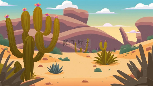 沙漠仙人掌植物卡通