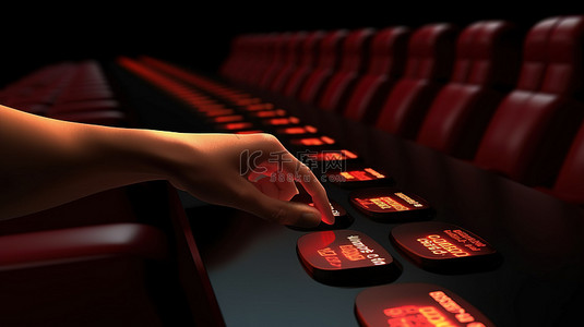 在线支付手动选择座位或电影 3D 渲染插图
