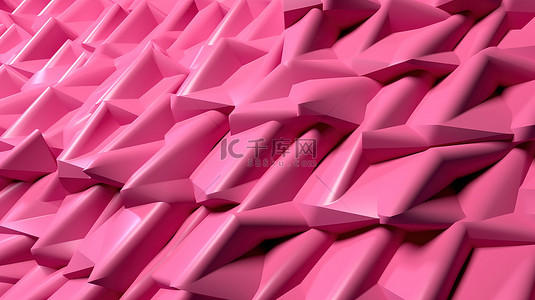 创意艺术字设计背景图片_3d 渲染中的三角粉红波背景