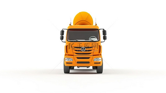 橙色建筑背景图片_白色背景混凝土搅拌车的 3D 渲染，带有橙色口音，非常适合建筑概念
