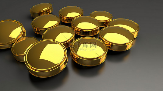金色 3d 渲染 ui ux 元素中的标题圆形语音气泡图标