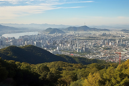 旅游胜地背景图片_首尔山 首尔的旅游胜地