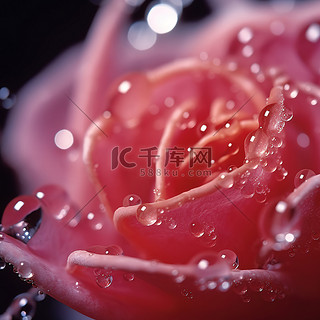 水滴上的粉红玫瑰图像 8