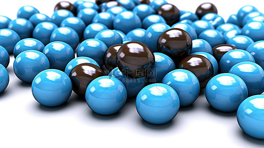绿色珠宝背景图片_白色背景 3d 渲染上的蓝色巧克力糖果珠宝
