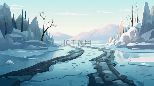 冬季河流破冰景象背景