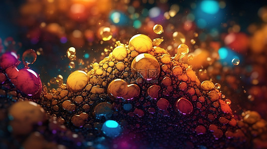 迷幻背景图片_3D 气泡和粒子创造酷炫多彩的抽象艺术