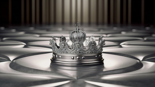 精致的铂金和银冠，在奢华的背景下，以 3D 渲染的高级 VIP 概念