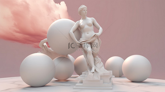 神佛　佛　佛像背景图片_米洛维纳斯和漂浮球体的抽象 3D 解释
