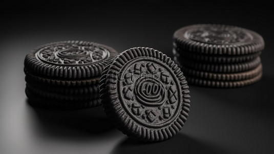 饼干纹理背景图片_具有纹理的孤立黑色饼干的逼真 3D 渲染