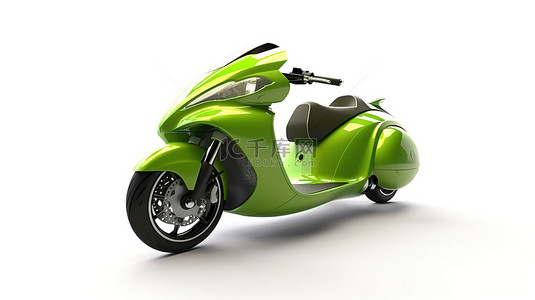 绿色白色背景城市两座摩托车的 3D 插图