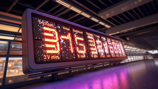 标志旅行背景图片_3D 渲染一个极端特写的机械机场板，展示带有“复活节快乐”标志的翻转倒计时