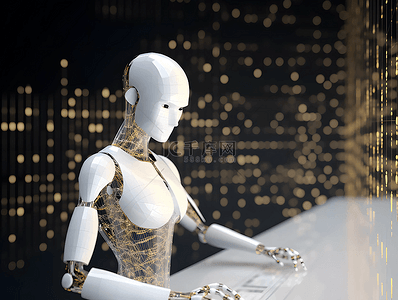 仿生女性机器人云端网络数据处理高科技广告背景