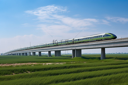 夏天人背景图片_田野上的铁路上的火车