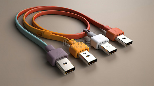 USB 电缆数字创建图像的顶视图