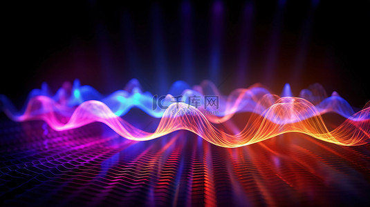 分析音乐背景图片_先进的光和声波技术的 3D 插图