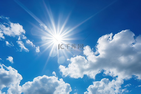 天空阳光背景图片_阳光透过清澈的蓝天和云彩