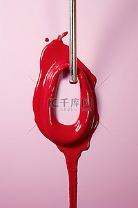 唇膏背景图片_用于将红色唇膏涂抹到粉色画布上的红色工具