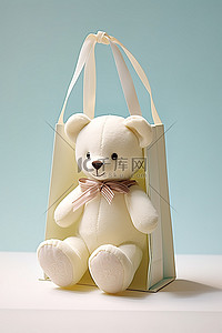 宝宝背景图片_礼品袋中的毛绒小熊宝宝