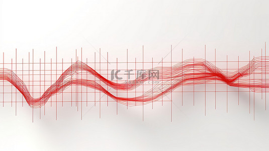 用于医疗应用程序和网站的红心监视器脉冲线图标的 3D 插图