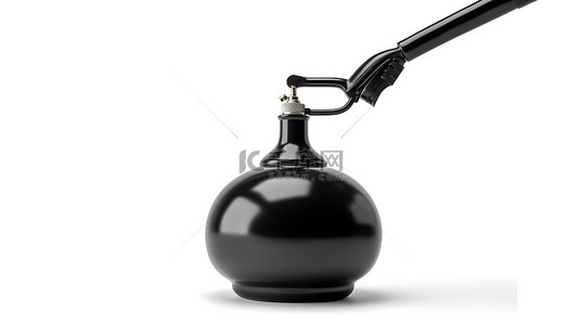 白色背景 3D 渲染上的黑色手气泵充气的想法标志
