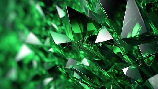 优雅背景图片_三角形绿色水晶背景的 3d 渲染