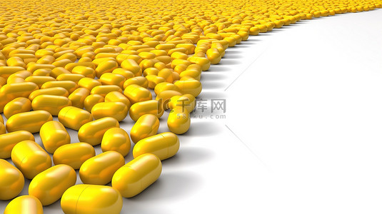 黄色帽子背景图片_黄色药丸为白色背景上的 3D 插图铺平道路
