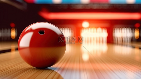 传单比赛背景图片_电视大小的保龄球和别针横幅的 3D 渲染模板