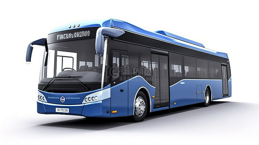 3d 在孤立的白色背景上呈现中型蓝色城市巴士
