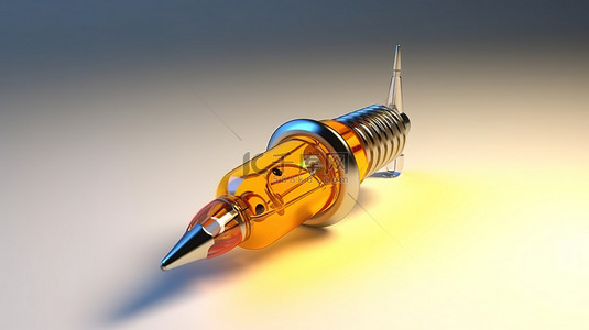 在令人惊叹的 3D 渲染中，用注射器包裹着铅笔的创意过程的象征性表现